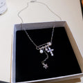 2026 French Light Luxury Faux Pearl Zircon Star Brooch Cross Geometric Choker Necklace view 2