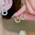 2026 New Light Luxury Copper Zircon Round Stud Earrings For Women Simple Modern Geometric Jewelry view 2