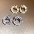 2026 New Light Luxury Copper Zircon Round Stud Earrings For Women Simple Modern Geometric Jewelry view 3