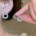 2026 New Light Luxury Copper Zircon Round Stud Earrings For Women Simple Modern Geometric Jewelry view 4