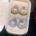 2026 New Light Luxury Copper Zircon Round Stud Earrings For Women Simple Modern Geometric Jewelry view 1