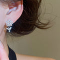 Light Luxury Copper Zircon Flower Stud Earrings For Women, Sparkling Sweet Floral Design view 3