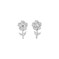 Light Luxury Copper Zircon Flower Stud Earrings For Women, Sparkling Sweet Floral Design view 5