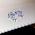 Light Luxury Copper Zircon Flower Stud Earrings For Women, Sparkling Sweet Floral Design view 2