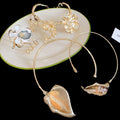 Western Style Statement Painted Hollow Flower Alloy Bracelet Necklace Jewelry Set For Women view 3
