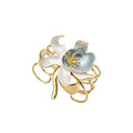 Western Style Statement Painted Hollow Flower Alloy Bracelet Necklace Jewelry Set For Women view 5