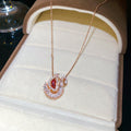Light Luxury Copper Zircon Swan Pendant Necklace Sweet Sparkling Geometric Collarbone Chain view 1