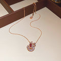 Light Luxury Copper Zircon Swan Pendant Necklace Sweet Sparkling Geometric Collarbone Chain view 3