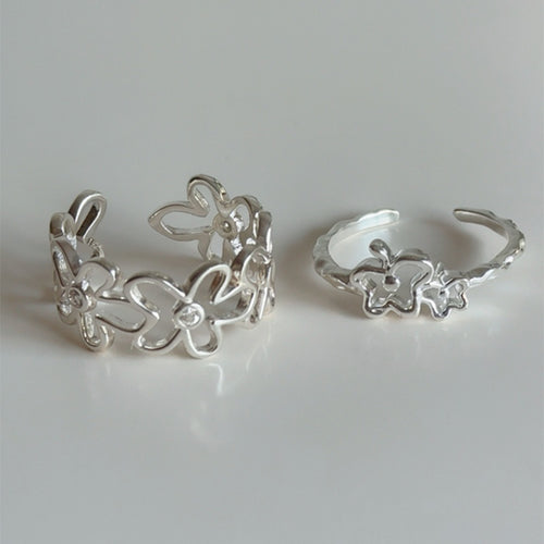 Sparkling Zircon Hollow Flower Open Ring With Luxury Design For Women