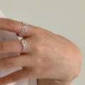 Sparkling Zircon Hollow Flower Open Ring With Luxury Design For Women view 3
