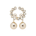 French Vintage Geometric Faux Crystal Pearl Stud Earrings With Silver Pins view 5