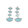 18K Gold Plated Zircon Fan Tassel Acetate Geometric Drop Earrings Luxury European Style view 5