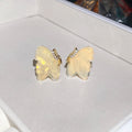 18K Gold Plated Resin Zircon Butterfly Stud Earrings With Silver Pins Sweet Elegant Style view 2