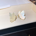 18K Gold Plated Resin Zircon Butterfly Stud Earrings With Silver Pins Sweet Elegant Style view 4