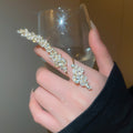Sparkling Full Rhinestone Geometric Leaf Open Copper Ring For Elegant Light Luxury Style view 4