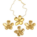 Alloy Flower Ring Stud Earrings Necklace Jewelry Set For Women Old Money Luxury Style view 5