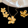 Alloy Flower Ring Stud Earrings Necklace Jewelry Set For Women Old Money Luxury Style view 3