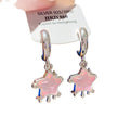 Cute Resin Star C-Shaped Stud Earrings With Silver Posts And Rhinestone Sweet Style view 5
