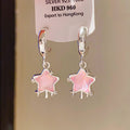 Cute Resin Star C-Shaped Stud Earrings With Silver Posts And Rhinestone Sweet Style view 2