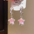 Cute Resin Star C-Shaped Stud Earrings With Silver Posts And Rhinestone Sweet Style view 1