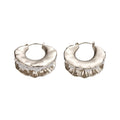 European Style Irregular Metal Hoop Drop Earrings With Faux Pearl Crystal Accent view 5