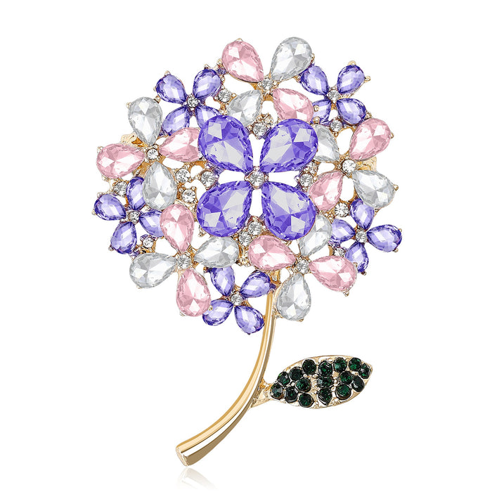 Alloy Enamel Hydrangea Brooch Elegant Women Clothing Lapel Pin