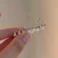 French Asymmetric Zircon Faux Pearl Clip-on Earrings for Women, Round Fashion Ear Jewelry view 4