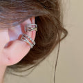 Sparkling Zircon Three-Layer Cross Copper Clip-on Earrings No Piercing Korean Light Luxury Ear Cuff For Women view 3