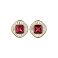 Copper Square Zircon Stud Earrings, Light Luxury Palace Style Geometric Banquet Jewelry view 5
