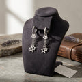 Cute Silver Alloy Cat Face And Star Tassel Chain Hoop Drop Pendant Ear Cuff Stud Earrings view 2