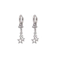 Cute Silver Alloy Cat Face And Star Tassel Chain Hoop Drop Pendant Ear Cuff Stud Earrings view 5