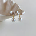 French Vintage Flower Faux Pearl Stud Earrings, Light Luxury Elegant Floral Fashion Jewelry view 1