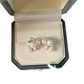 Fashion OL Bowknot Faux Pearl Zircon Silver Needle Stud Earrings For Women view 5