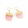 Gold Cap Irregular Resin Crystal Drop Earrings Four Colors view 4