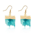 Gold Cap Irregular Resin Crystal Drop Earrings Four Colors view 9