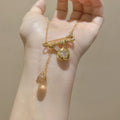 24K Gold Plated Copper Zircon Gourd Pendant Necklace For Women Vintage Palace Choker view 4