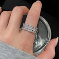 Minimalist Copper Zircon Lace Open Ring For Women Geometric Circle Light Luxury Index Finger Jewelry view 1