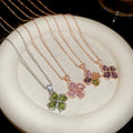 Copper Zircon Flower Teardrop Pendant Necklace Light Luxury Clavicle Choker For Women view 3