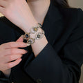 Rhinestone Oval Hollow Alloy Bangle Vintage European Style Light Luxury Jewelry view 3