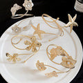 European Style Copper Pleated Butterfly Flower Starfish Arm Cuff Bangle For Women view 4