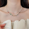 French Vintage Faux Pearl Beaded Round Pendant Necklace Light Luxury Geometric Choker view 2