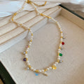 French Vintage Faux Pearl Beaded Round Pendant Necklace Light Luxury Geometric Choker view 3