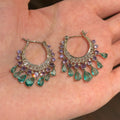 Vintage Copper Zircon Circle Waterdrop Pendant Drop Earrings Ethnic Light Luxury Ear Jewelry view 1