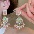Vintage Court Style Glass Crystal Pearl Pendant Drop Earrings And Collarbone Necklace view 3