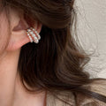 French Minimalist Multilayer Round Faux Pearl Ear Cuff Clip-on Earrings For Women view 3
