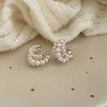 French Minimalist Multilayer Round Faux Pearl Ear Cuff Clip-on Earrings For Women view 2