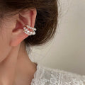 French Minimalist Multilayer Round Faux Pearl Ear Cuff Clip-on Earrings For Women view 4