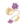 Monet Garden Butterfly Enamel Flower Iron Arm Cuff Bangle Sweet Forest Style Bracelet view 5