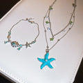 Copper Shell Pearl Starfish Pendant Necklace Bohemian Vacation Light Luxury Collarbone Chain for Women view 3
