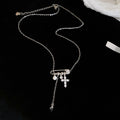 Copper Zircon Pearl Cross Star Pendant Necklace For Women Light Luxury Geometric Choker view 4